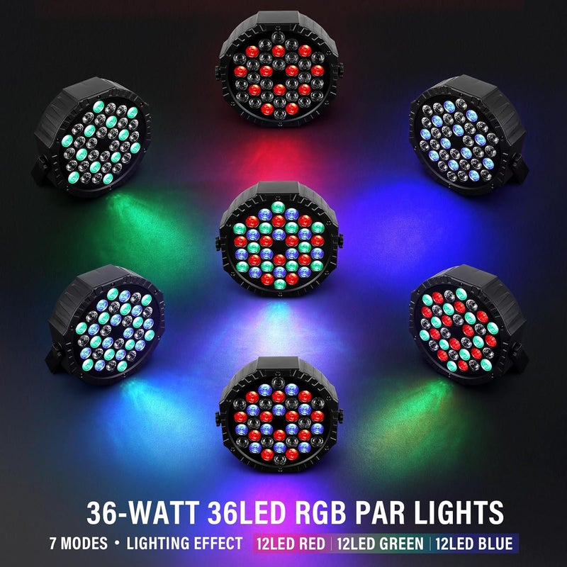 Czgor LED Stage Lights 1Pack - 36W RGB DJ Par Lights with Sound Activated Auto Play by Remote & DMX Control Uplights for Events Wedding Party Club Christmas Party Lighting - Image 3